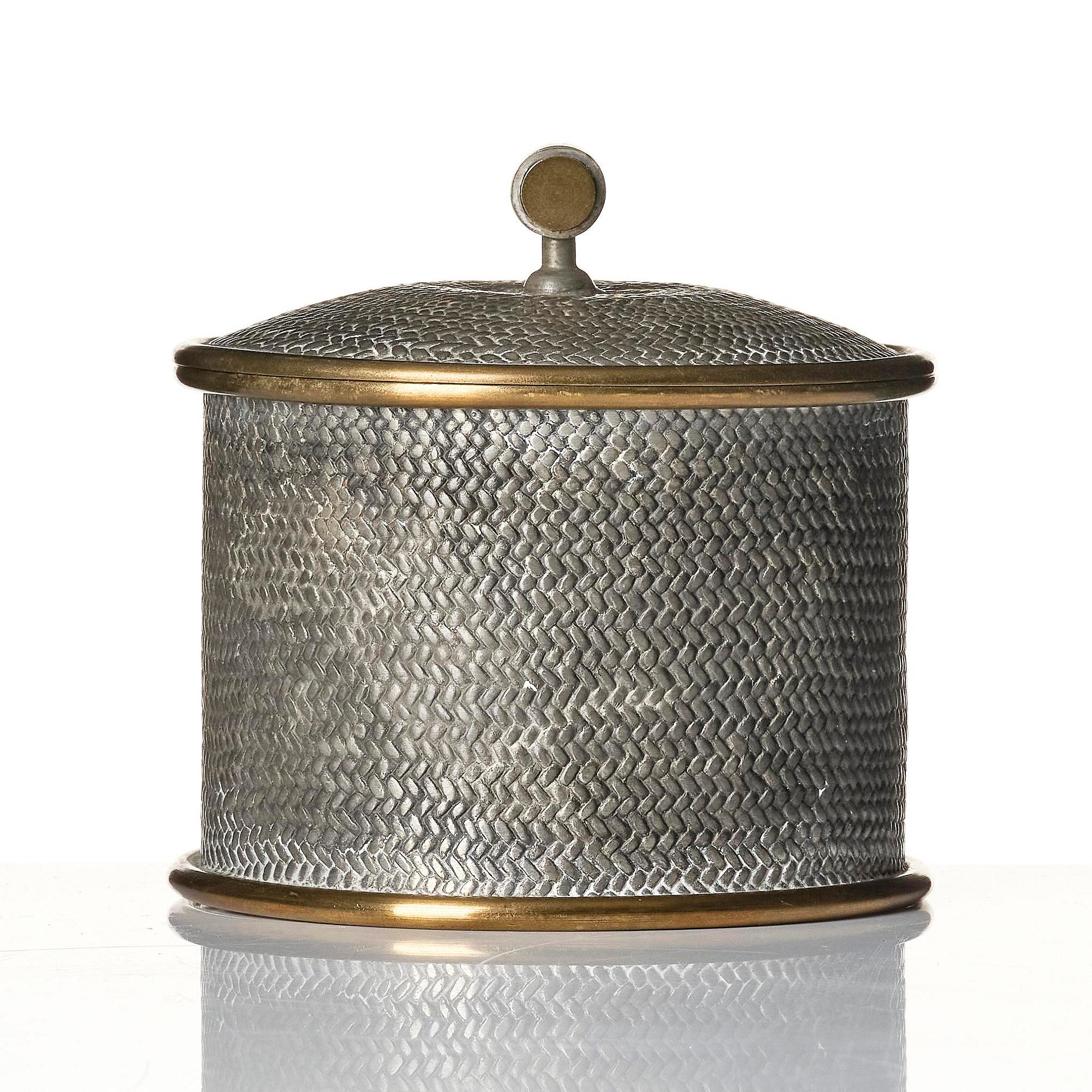 Björn Trägårdh, a pewter and brass lidded jar, model "A 2273", Firma Svenskt Tenn, Stockholm, 1944.