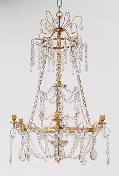 A Gustavian late 18th century six-light chandelier.