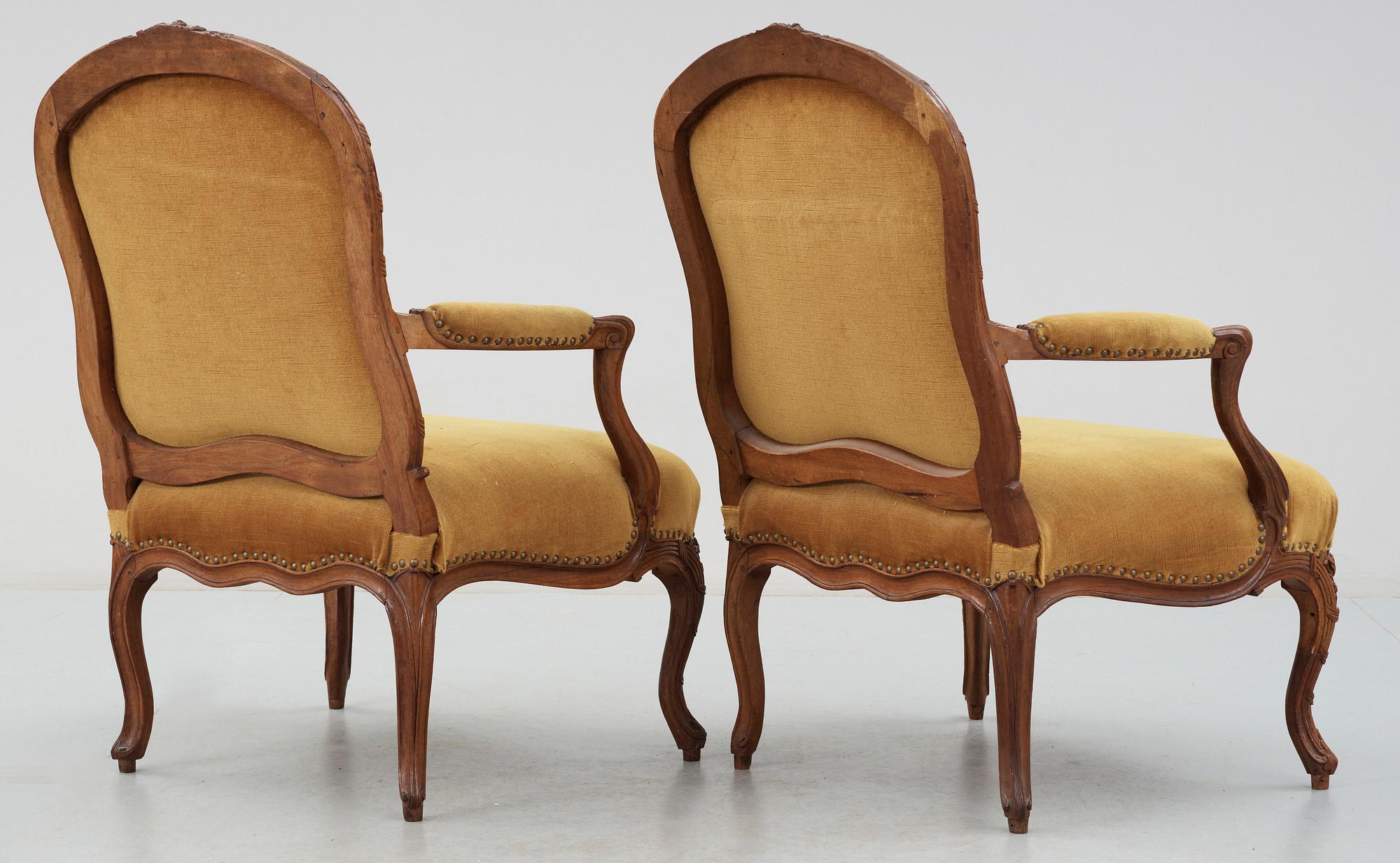 STOLAR, ett par, Louis XV stil, Frankrike, 1800-tal.