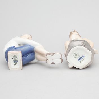 FIGURINER, 2 st, porslin, Royal Copenhagen samt Bing och Gröndhal, 1900-tal.