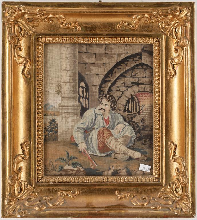 BRODERIER, ett par, 1800-tal.