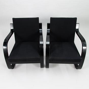 ALVAR AALTO, fåtöljer, ett par, modell 34/402, O.Y. Huonekalu- ja Rakennustyötehdas A.B. 1900-talets mitt.