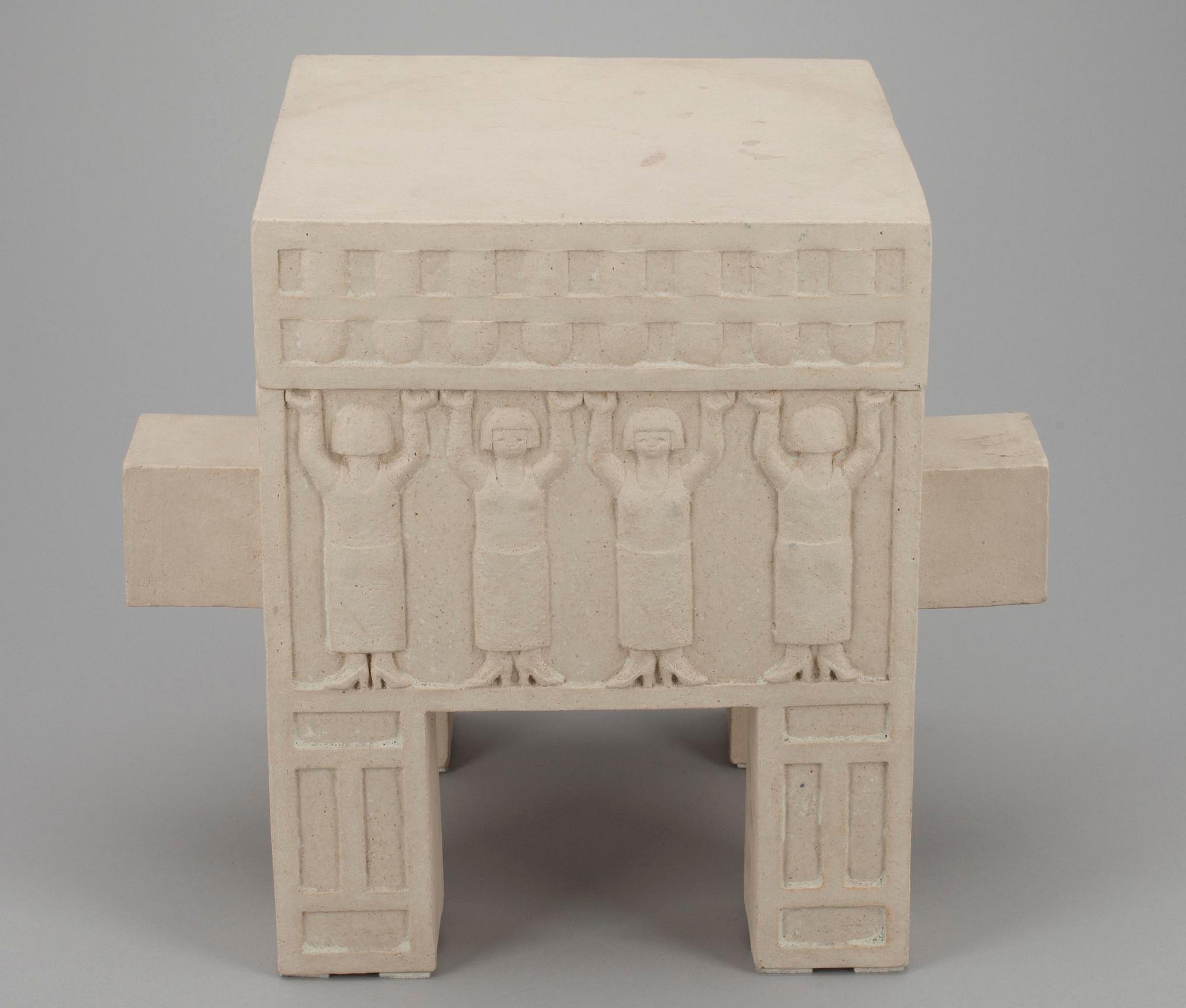 MINNI LUKANDER, Urna med lock / Skulptur, stengods, signerad och daterad 1982 i godset.