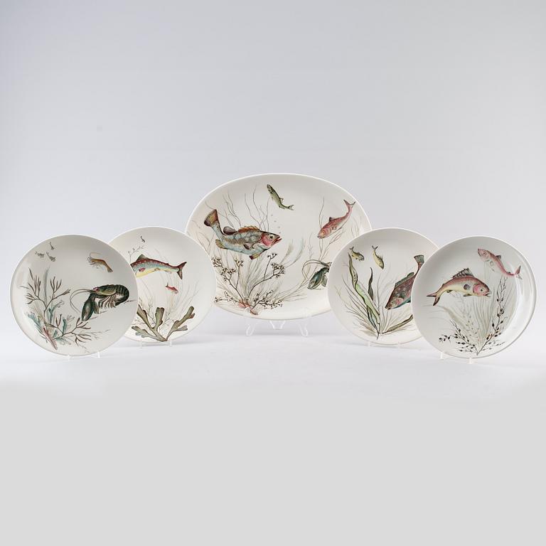 FISKSERVIS, 9 delar, porslin, "Fish", Johnson Bros, England.