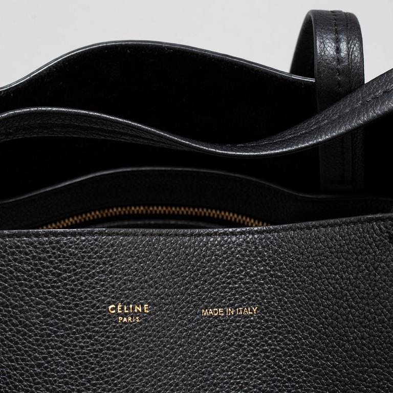 CÉLINE, a black calf leather 'Cabas Phantom' tote bag.