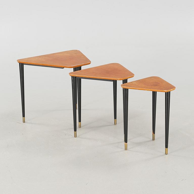 A 1950s nest of tables, three pcs.