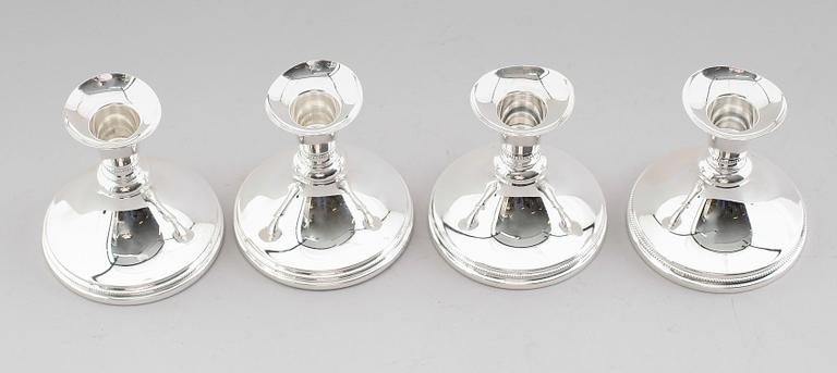 LJUSSTAKAR, 4 st, silver, MGAB, Stockholm, 1900-talets andra hälft.
