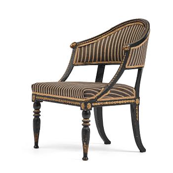 73. A late Gustavian open armchair, Stockholm, late 18th century.