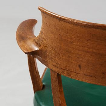 Alfred Grenander, a mahogany and green leather armchair, ca 1905.