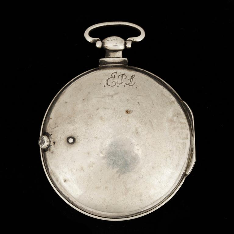 FICKUR, spindelur, herr, silver, England, omkring 1800.