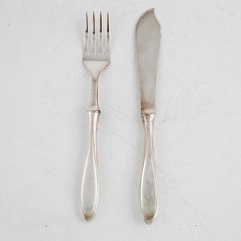 A Norwegian Silver Fish Cutlery, mark of Thorvald Marthinsen, second half of the 20th Century (24 pieces).