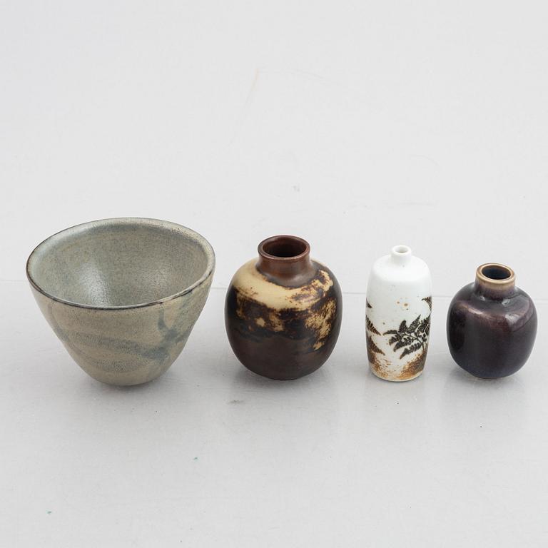 Nils Thorsson, a set of 3 vases and 1 bowl, Royal Copenhagen, Denmark.