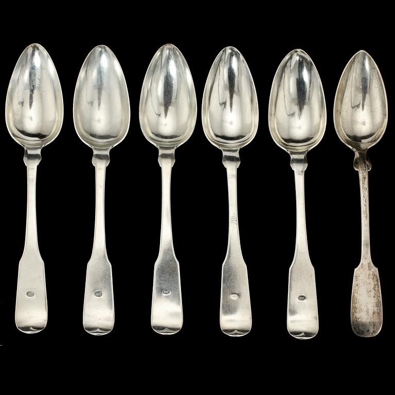 MATSKEDAR, 6 + 1 st, silver, IG Enberg, 1855 samt Walter Bindei, Tyskland. Vikt 365.