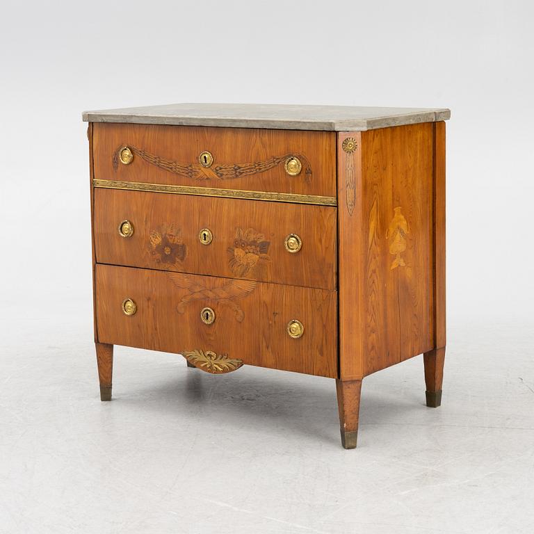 A Gustavian marquetry and gilt-brass mounted commode, late 18th century.