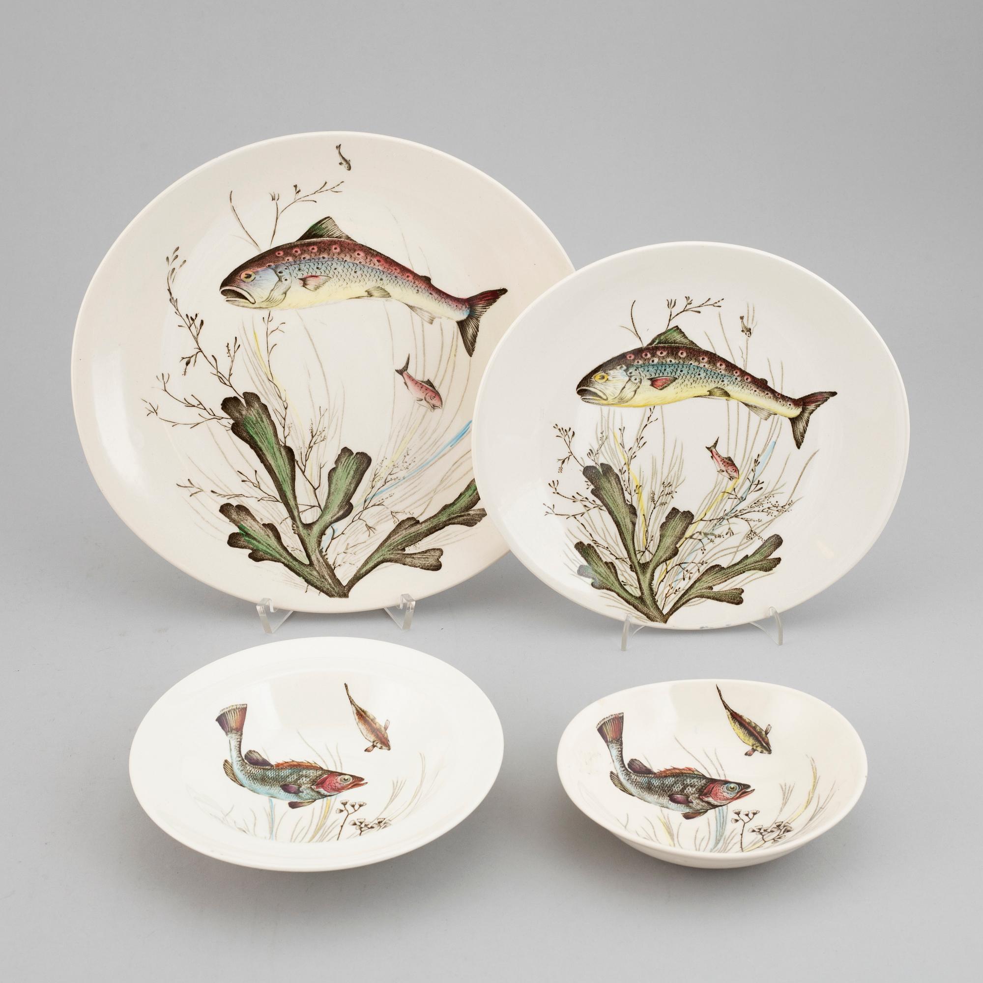 FISKSERVIS, 71 delar, flintgods, "Fish", Johnson Bros, England.