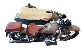 MOTORCYKEL MED SIDOVAGN, Harley Davidson, 1930, 750 cc.