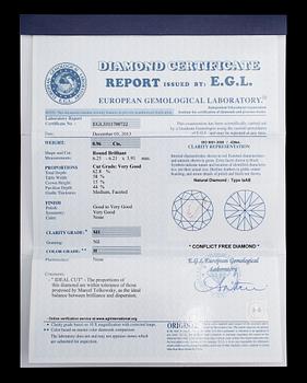 ÖRHÄNGEN, 1 par, 18 k vitguld, solitära briljantslipade diamanter ca 1.96 ct, mindre briljantslipade diamanter tot 0.22.