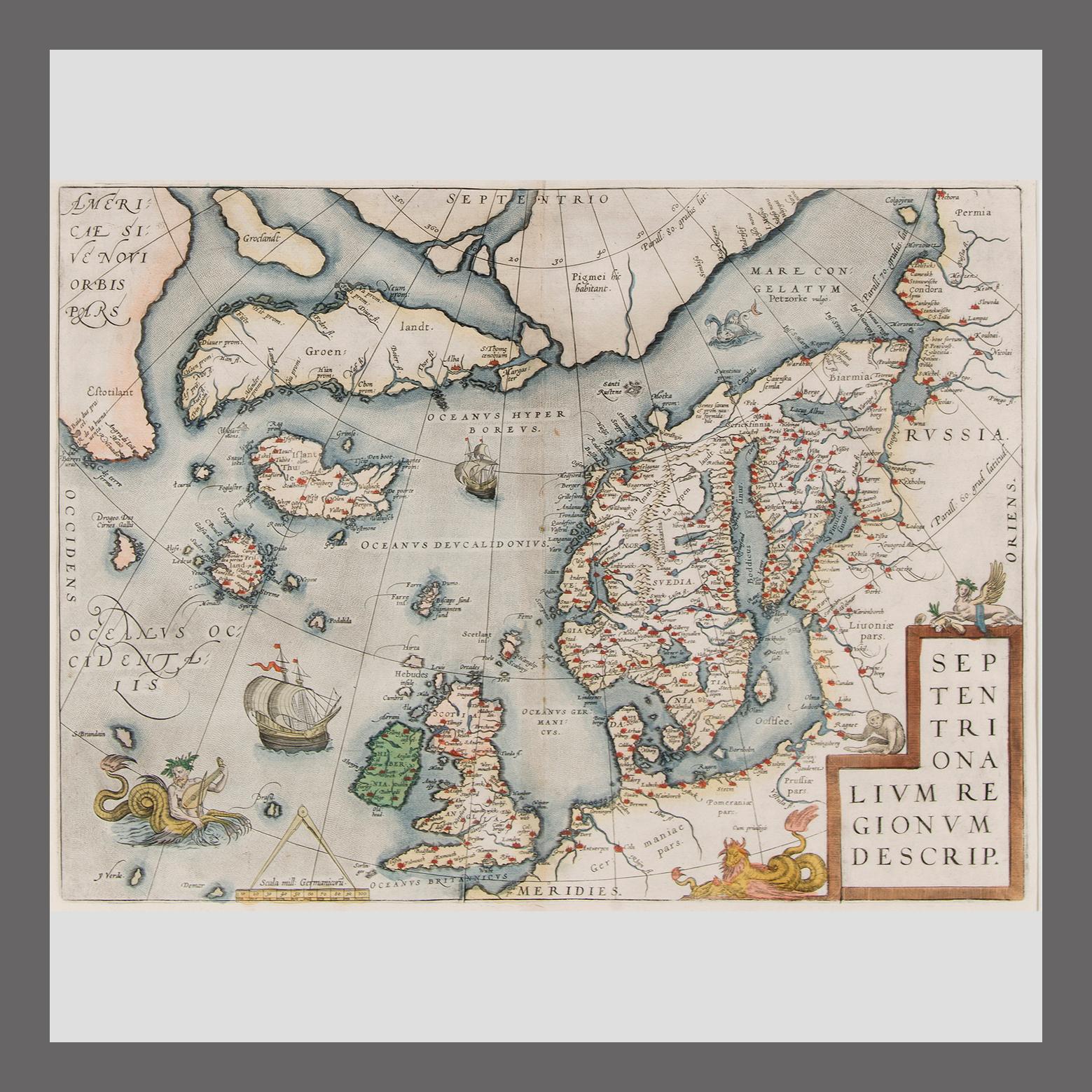 KARTA, Abraham Ortelius, Septentrionalium Regionum Descrip, 1570.
