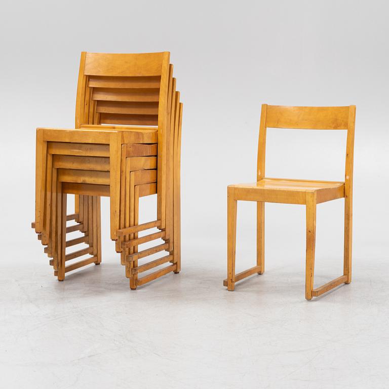 Sven Markelius, A set of six birch 'Orkesterstolen' chairs, mid 20th Century.