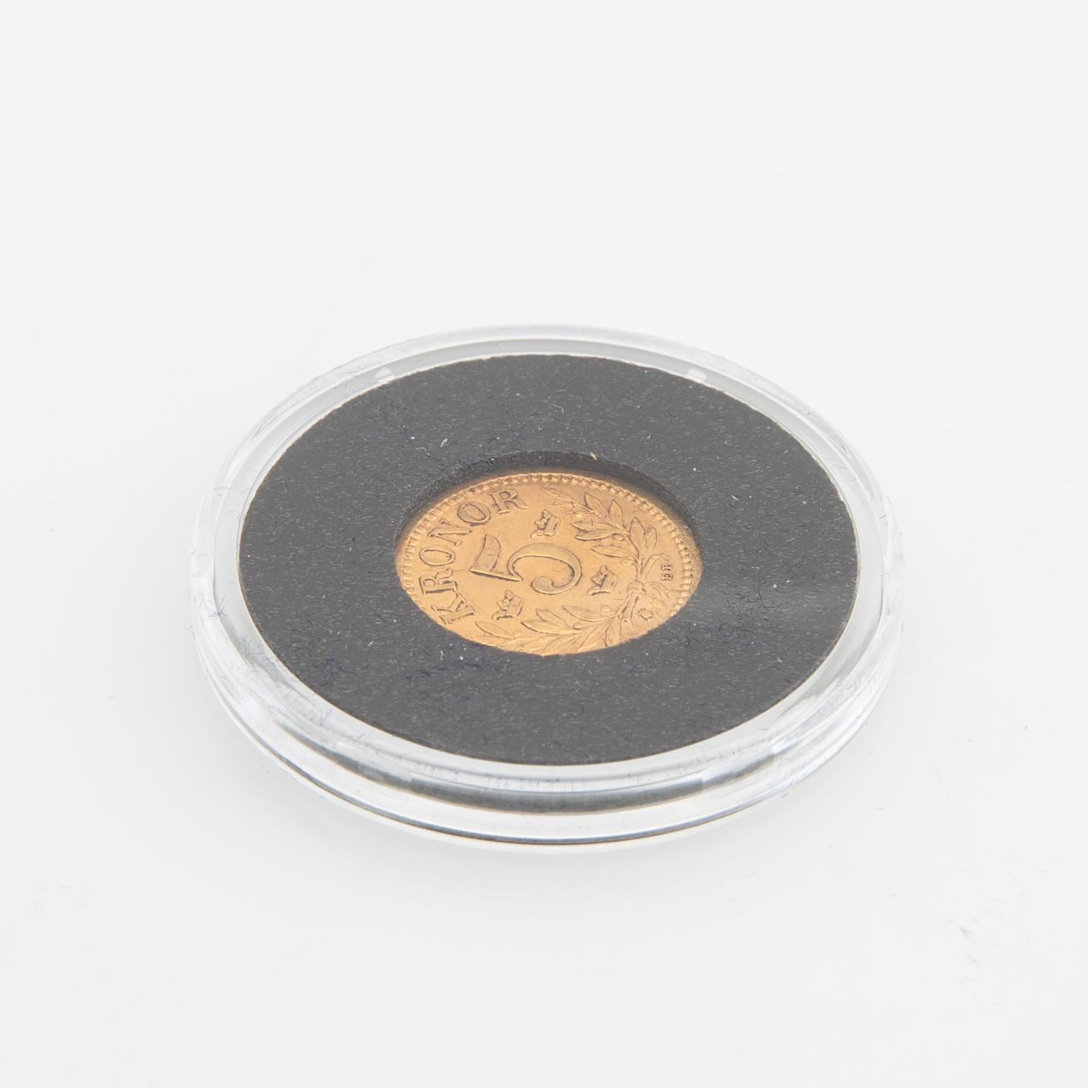 Guldmynt Sverige, Oscar II 5 kr, 1881.