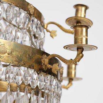 A Swedish Empire twelve-branch chandelier, Stockholm, early 19th century.