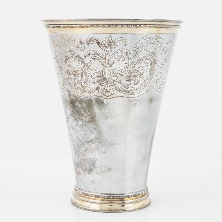 Five silver items, including beaker by Herman Hermansson, Marstrand, Sweden, 1796.