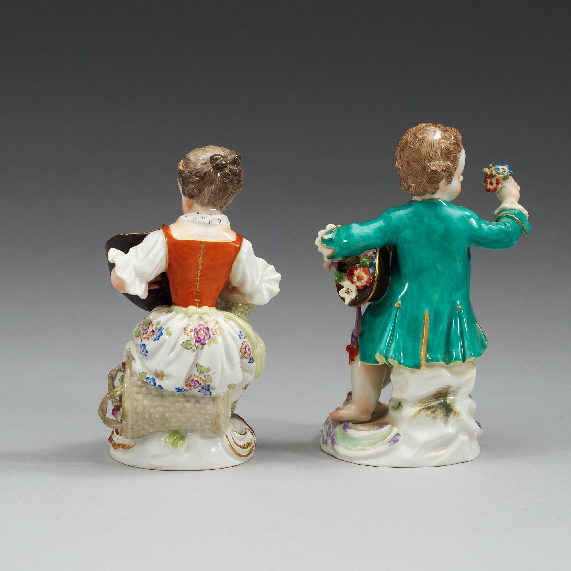 FIGURINER, två stycken, porslin. Meissen, 1900-tal.