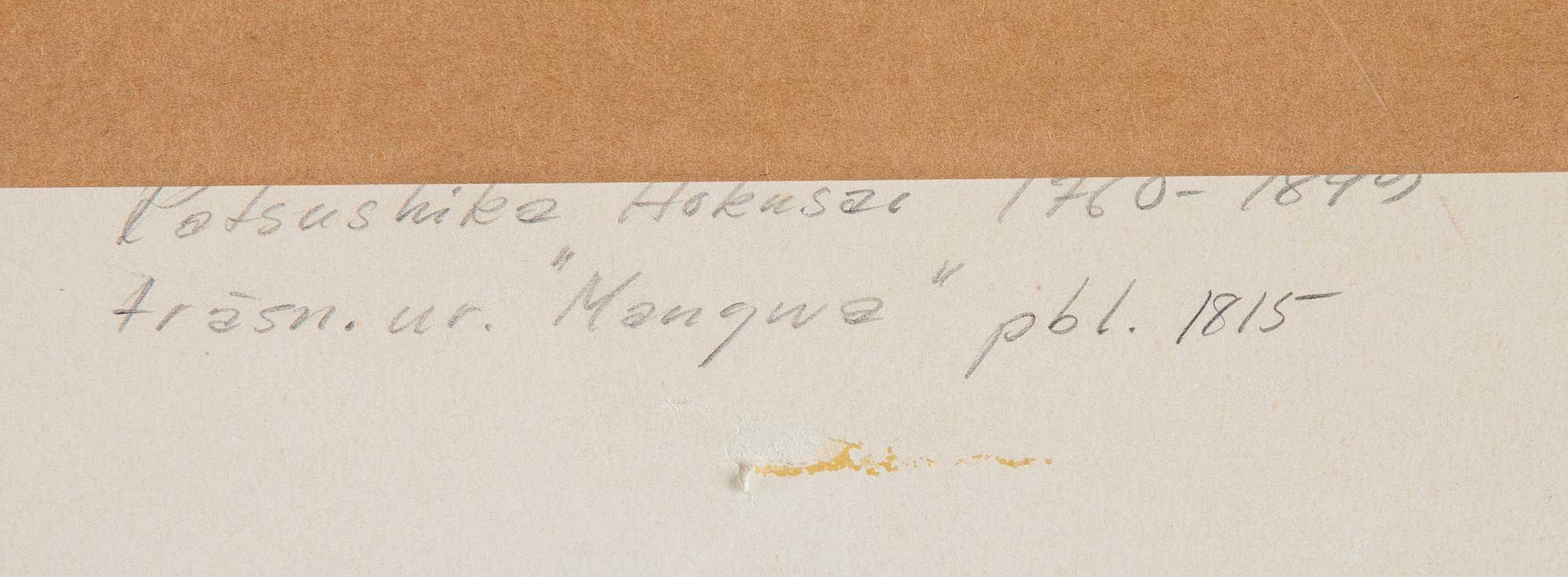 Katsushika Hokusai, Three sheets from album, Japan, 19th century.