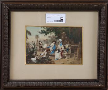 HANDKOLORERADE TRYCK, ett par, omkring sekelskiftet 1800/1900.