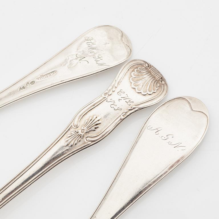 Skedar, 15 st, silver, Sverige 1800-tal.