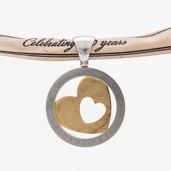 BVLGARI hänge stål ock 18K guld, "Tondo heart" design, certifikat, original pouch.