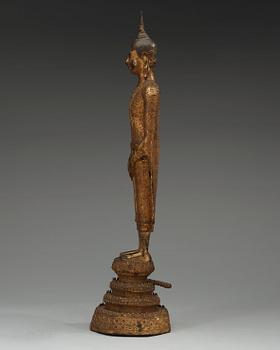 BUDDHA, bronserad och bemålad brons. Thailand, omkring 1900.