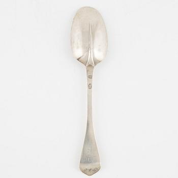 A Swedish silver rat-tail spoon, marks of Wolter Siewers (1693-1722), Norrköping.