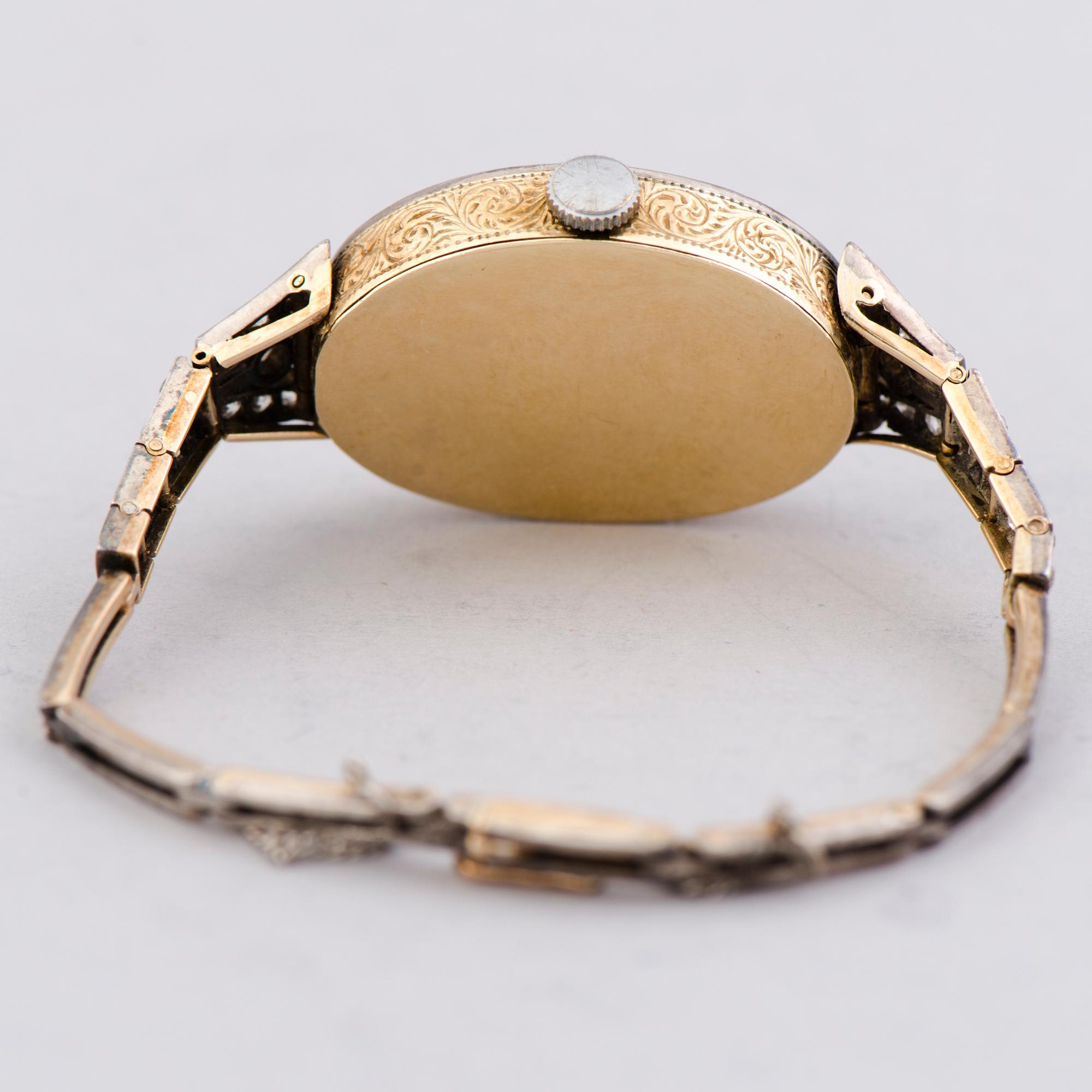 A WRIST WATCH, Borel & fils, old cut diamonds, 14k (56) gold. Bragin Andrey (AБ), St Petersburg, early 20th century.