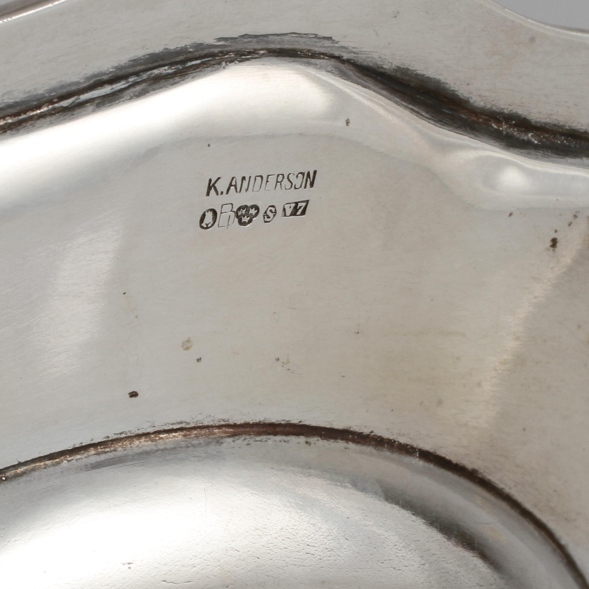 TALLRIKAR, 9 + 2 st, silver, C G Hallberg och K Andersson, Stockholm, 1920-tal, total vikt 2060 g.