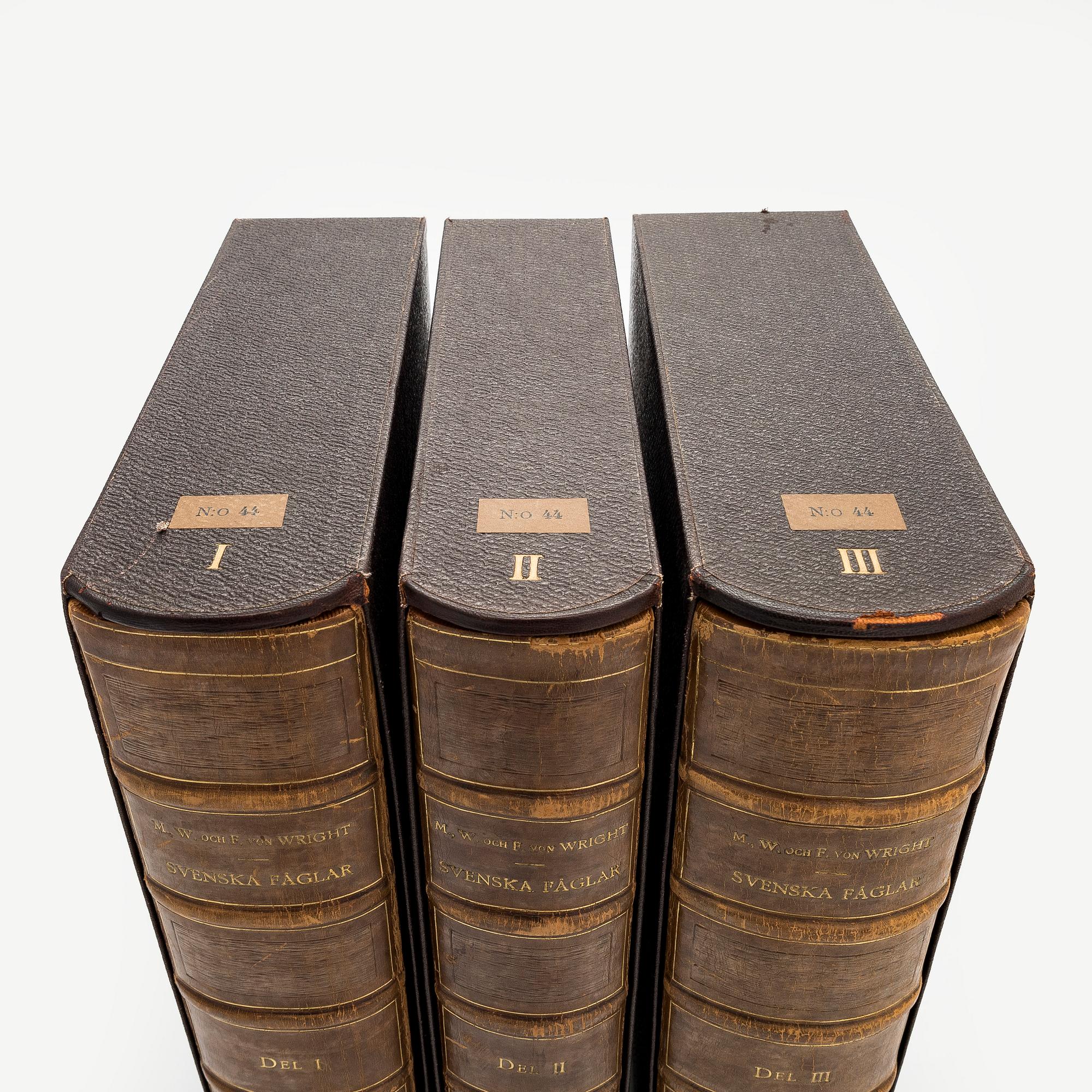 Bibliofilupplagan 3 volymer av von Wright: Svenska fåglar.