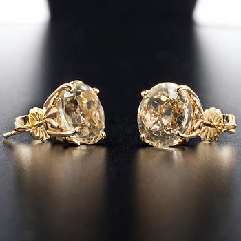 ÖRHÄNGEN, guld 14K, gula labradoriter, tot. 7,93 ct.
