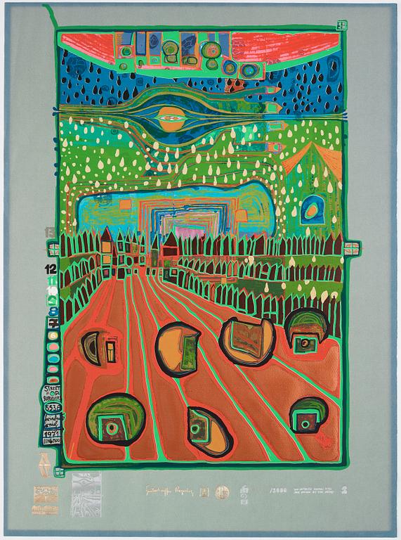 Friedensreich Hundertwasser, "Look at it on a rainy day (The Regentag portfolio)".