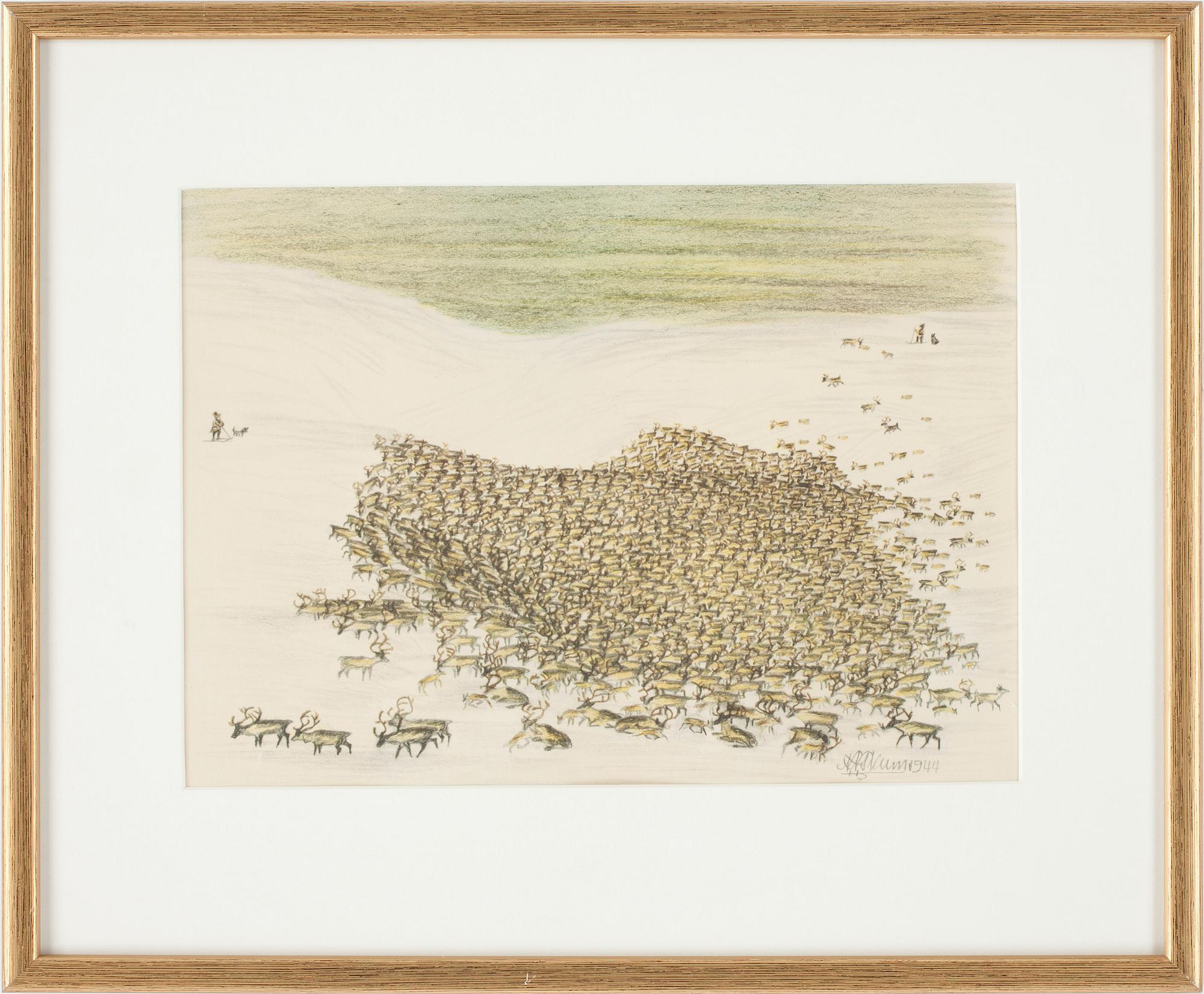 NILS NILSSON SKUM, pastell, signerad och daterad 1944.