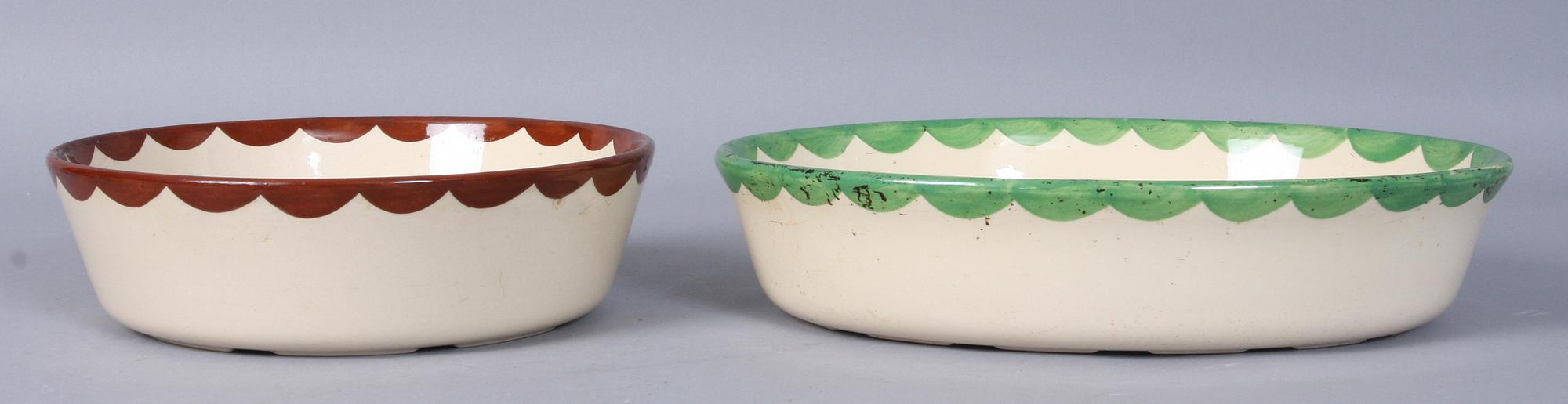 FORMAR, 2 st, flintgods, "Pyro" 1929-1955 (Grön 1934-1955), Wilhelm Kåge, Gustavsberg.