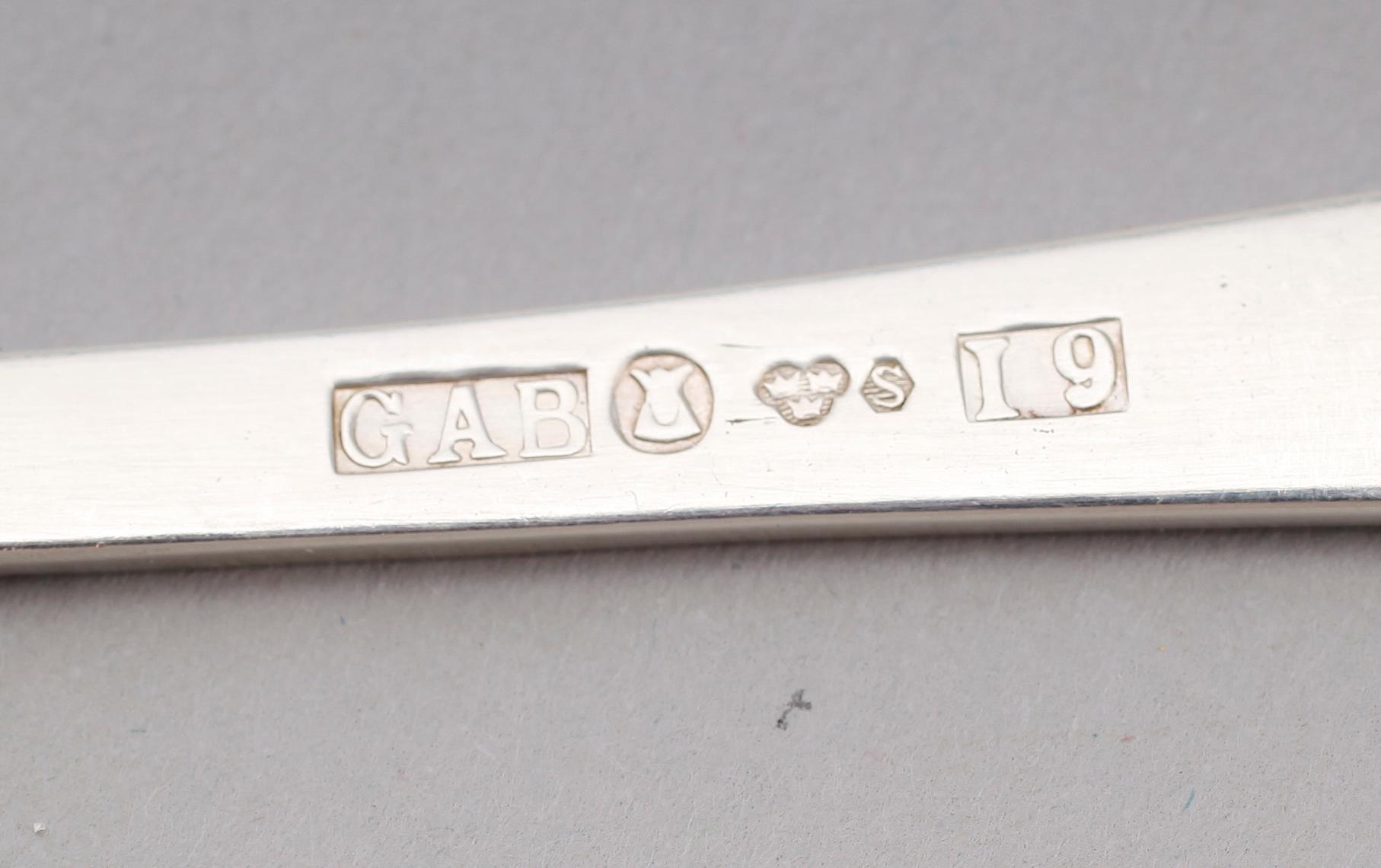 BESTICK, 36 delar, silver, "Rosenholm", GAB, Stockholm 1960/70-tal. Vikt med stålblad ca 1717 gram.
