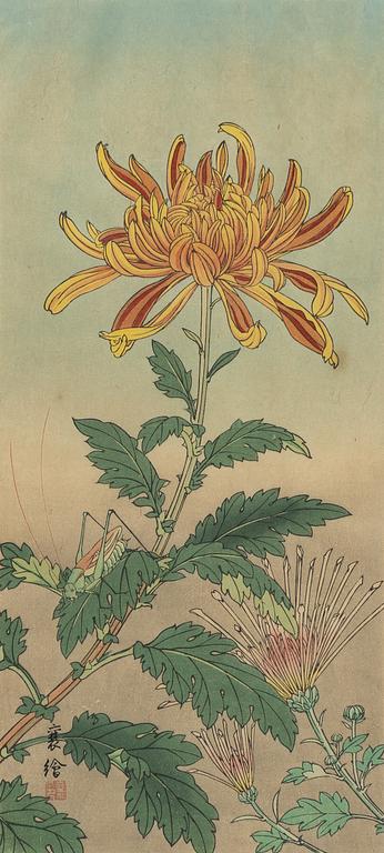 Jo (Yuzuru Hashimoto), 'Chrysanthemums and Grasshopper'.