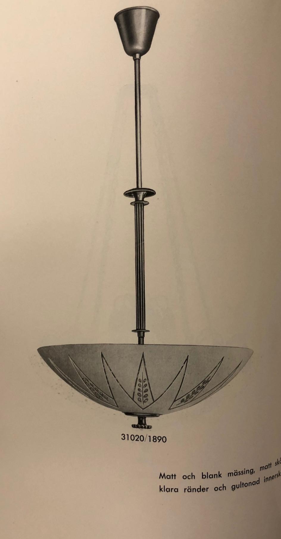 Bertil Brisborg, taklampa, variant av modell "31020/1890", Nordiska Kompaniet, 1940-tal.