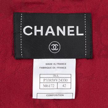 CHANEL, a red woolblend jacket. French size 42.