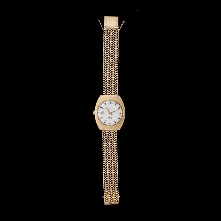 ARMBANDSUR, 18 k guld, Eweco, Swiss Made. Vikt ca 66 g.