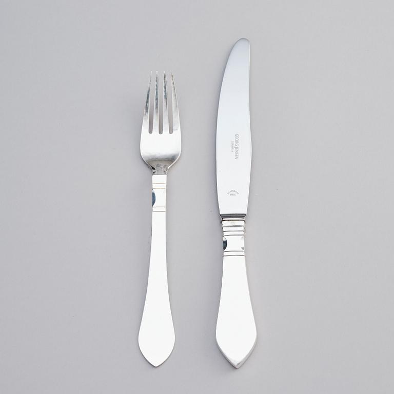 Georg Jensen, a set of 142 pcs of 'Continental' sterling silver and stainsless steel flatware, Copenhagen, most pieces post 1945.