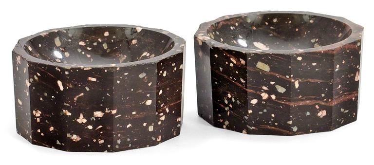 A pair of late Gustavian porphyry salts.