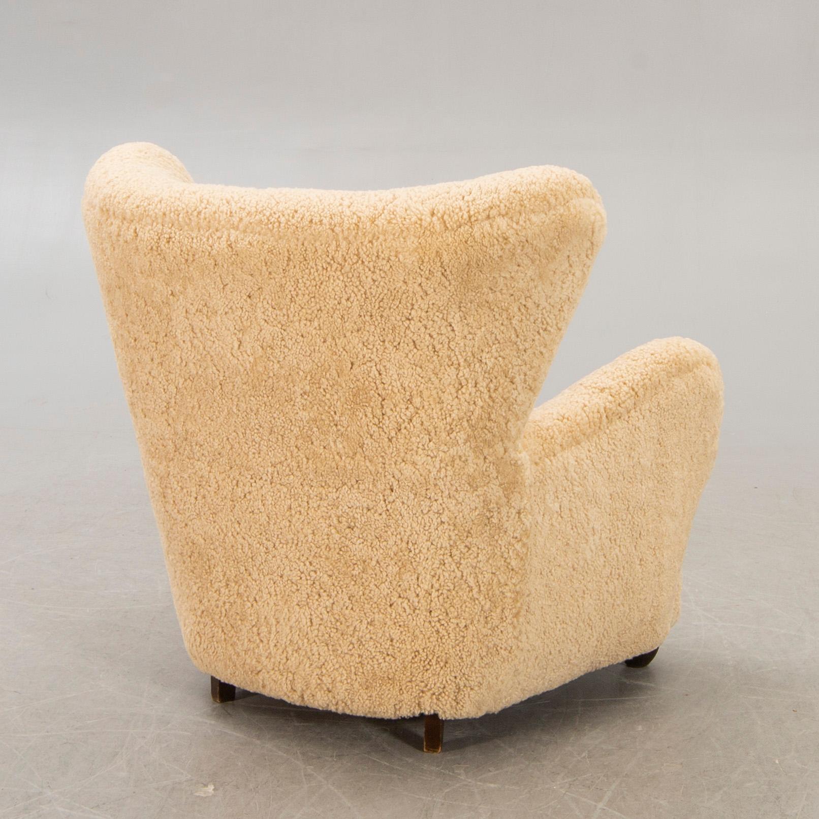 A Danish lambskin 1940s armchair.