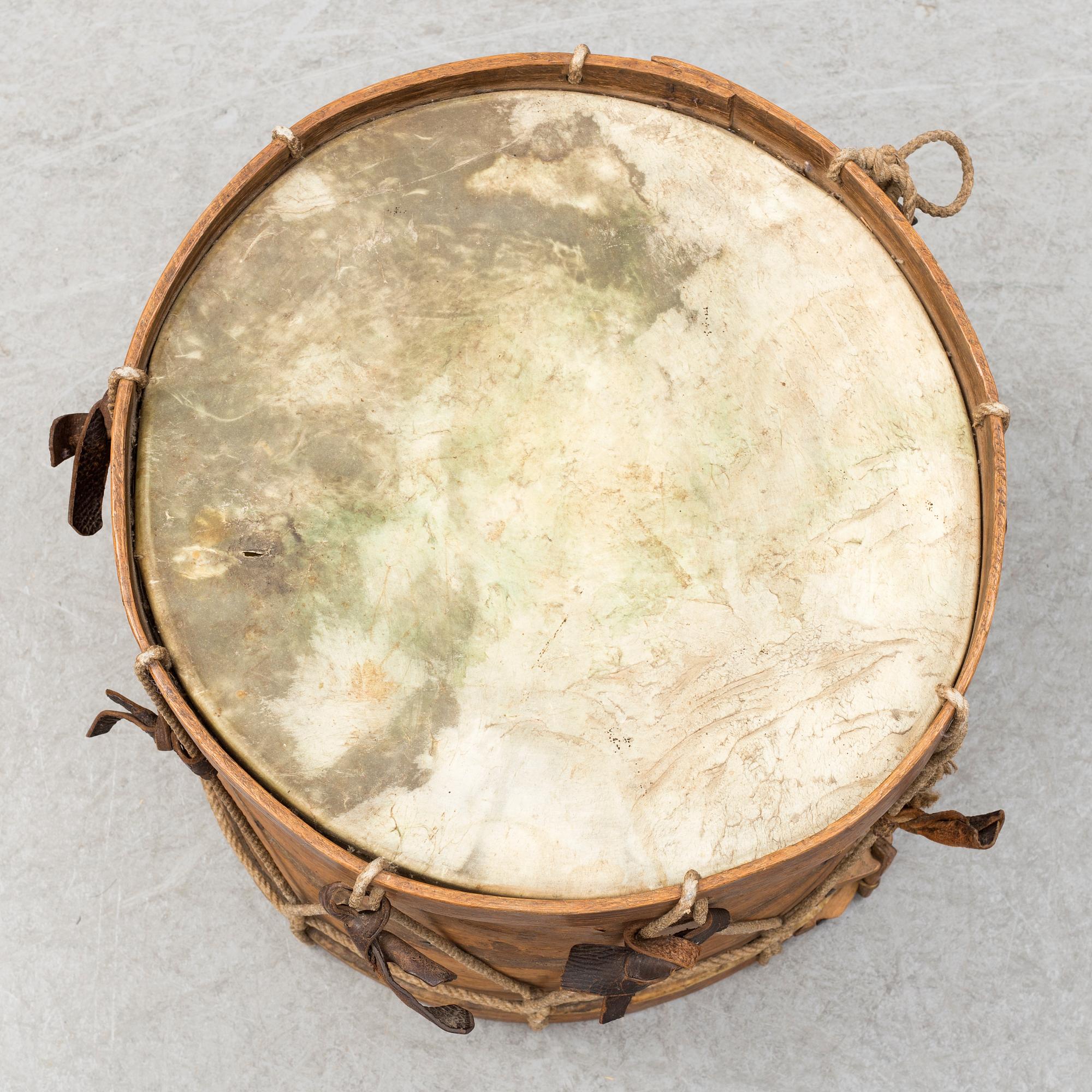 A SWEDISH VILLAGE DRUM, 18TH CENTURY.