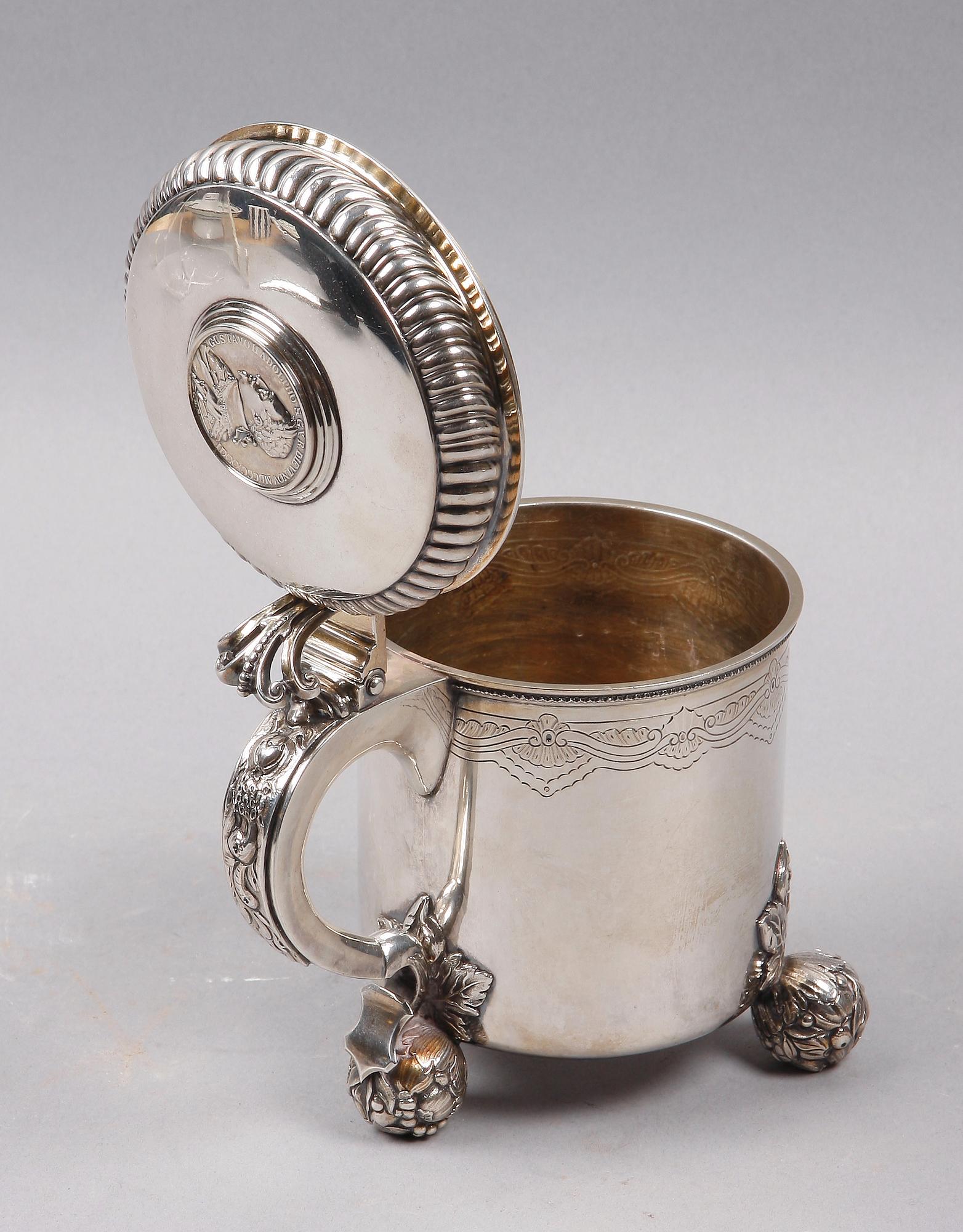 DRYCKESKANNA, silver, barockstil, CG Hallberg, 1908.